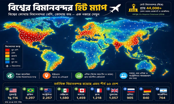 বিশ্বের ৪৪ হাজার বিমানবন্দর, কোন দেশে সবচেয়ে বেশি?